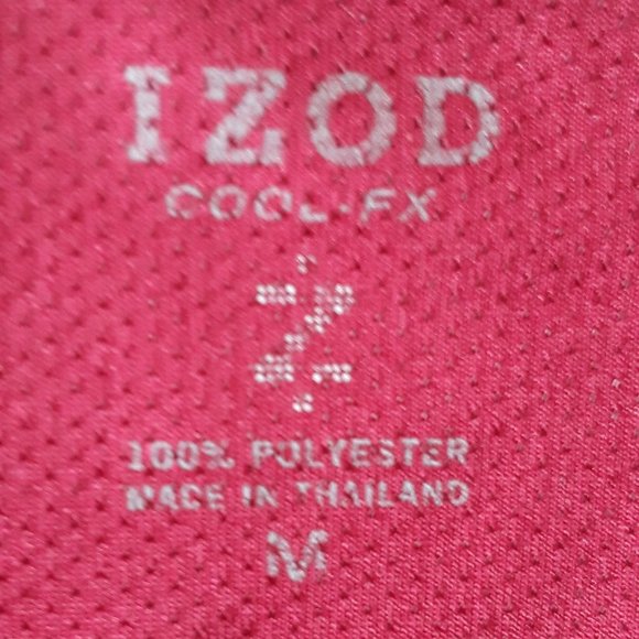 Izod Cool-FX Dk Red w/Cream & Black M Polo Shirt - Picture 3 of 3